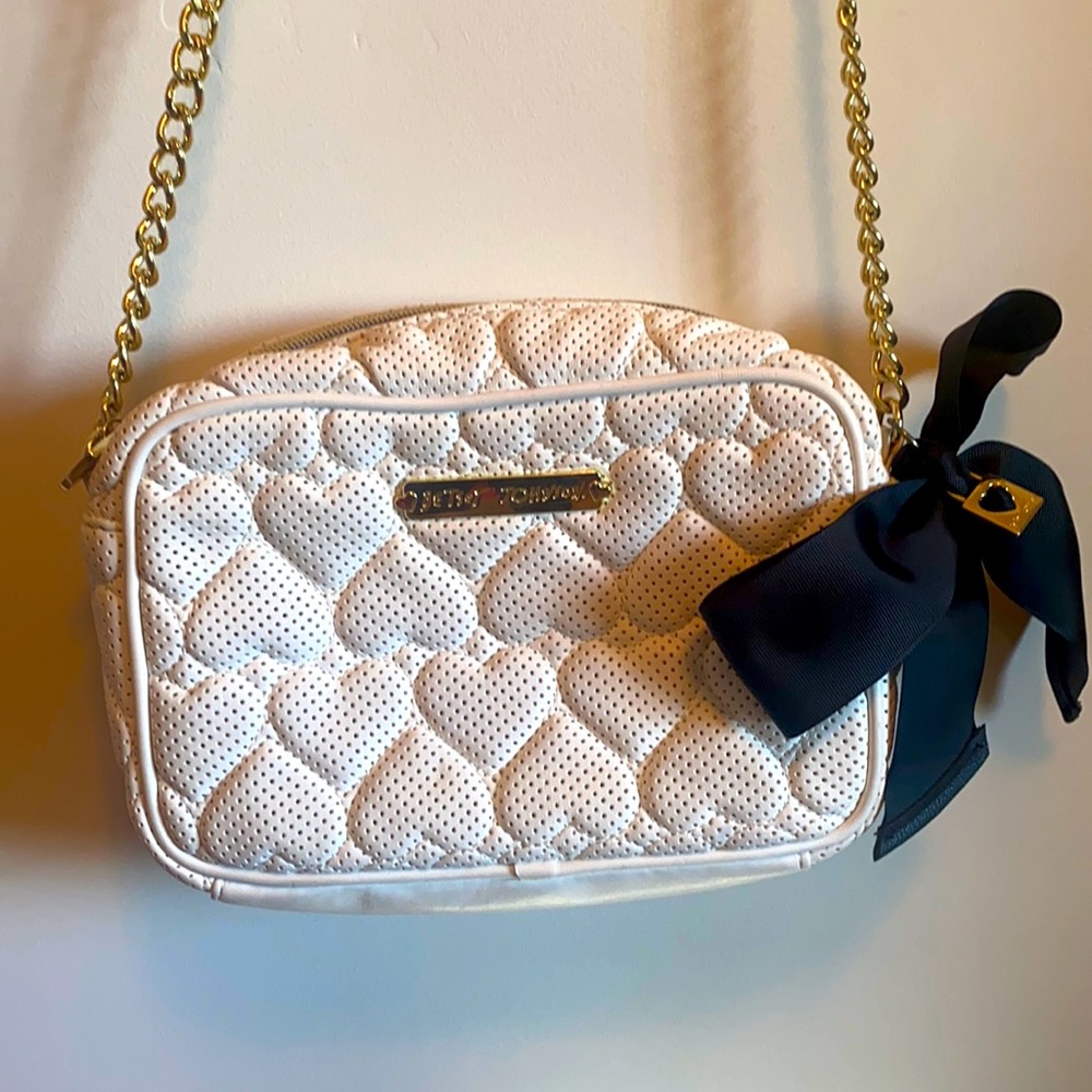 Betsey Johnson White Quilted Heart Bag